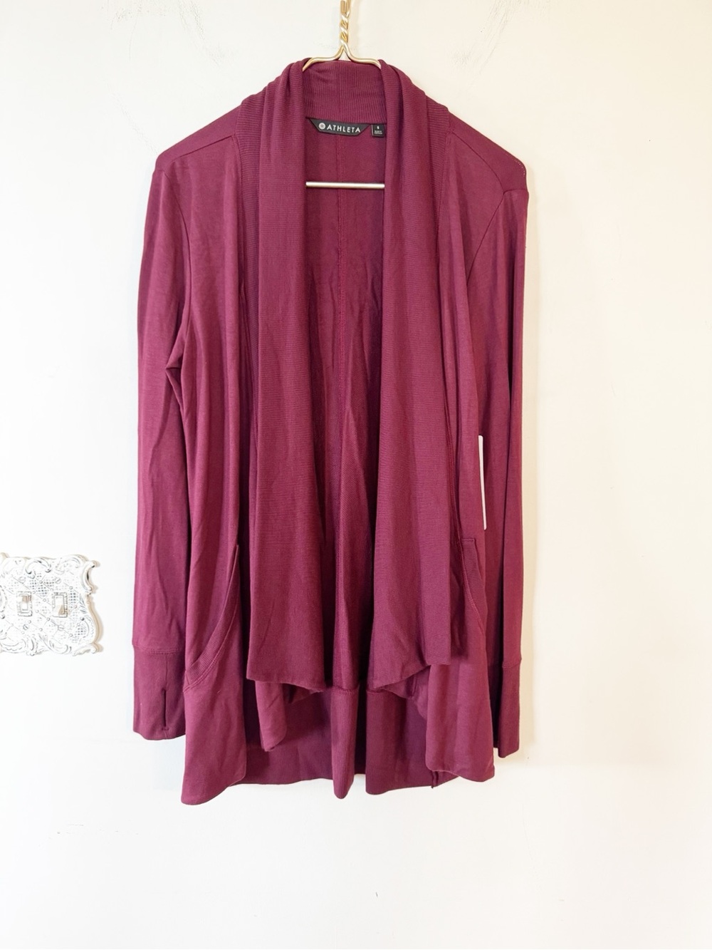 NWT Athleta Pranayama Wrap Cardigan Cabernet Burgundy S - Picture 4 of 11